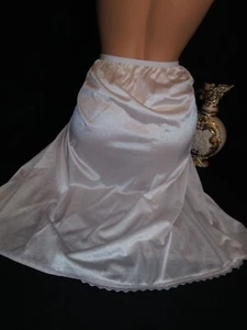 Vtg Silky Tissue Thin Shiny Half Dress Slip Dress Slip Lace SLIPPERY SKIRT SLIP - Picture 1 of 8
