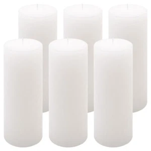 6er Set Rustik-Kerze weiß Höhe 20 cm Ø 7,5 cm lange Brenndauer Rund-Kerze - Bild 1 von 4