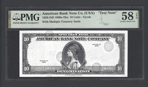 American Bank ABNC  10 Units 1929 Tyvek Test Note UNC  Grade 58 - Picture 1 of 2