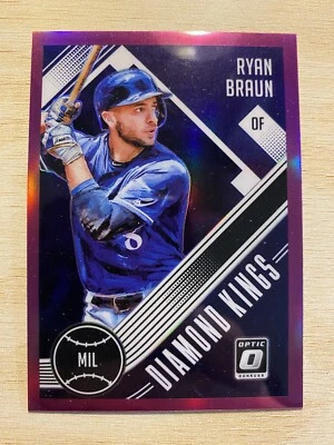 2018 Donruss Optic Pink Diamond King #16 Ryan Braun Baseball Card - Image 1 of 2