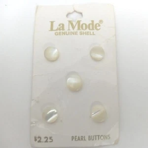 La Mode Genuine Shell Pearl Buttons Vintage 5 Count - Picture 1 of 2
