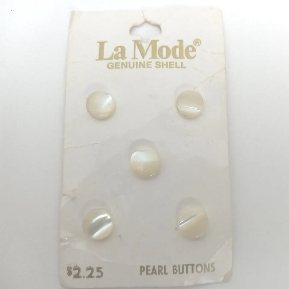 La Mode Genuine Shell Pearl Buttons Vintage 5 Count - Image 1 of 2