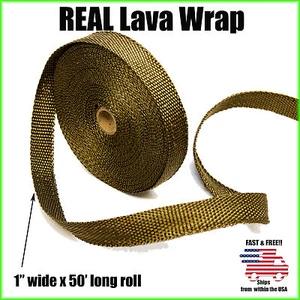 THERMAL ZERO LAVA EXHAUST WRAP HEADER PIPE HEAT INSULATION TAPE ROLL 1" x 50 FT - Bild 1 von 2