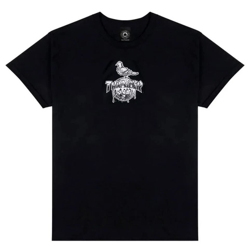 Футболка для скейтборда Thrasher Magazine X Anti Hero COVER THE EARTH ЧЕРНАЯ - Изображение 1 из 1