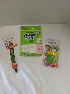 Mixed Lot Baby Items Pacifier Clip, Changing Mats & Fresh Food Feeder - Picture 1 of 9