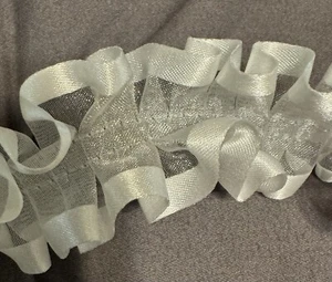 White Sheer Organza Ruffed Ribbon 1.5” Wide 2.5 Yards - Picture 1 of 3