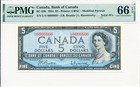 Bank of Canada Canada  $5 1954 Solid S/No 6666666 PMG  66EPQ