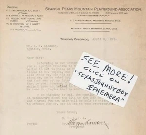 1921 FC FARQUHARSON TRINIDAD COLORADO SPANISH PEAKS MPA - Picture 1 of 1