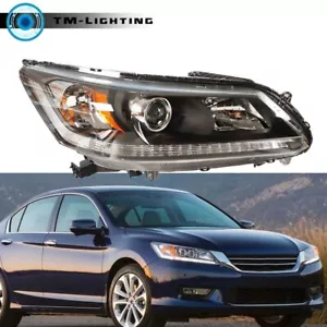 RH Side Black Housing Projector Headlight W/O LED DRL For 2013-2015 Honda Accord - Picture 1 of 12