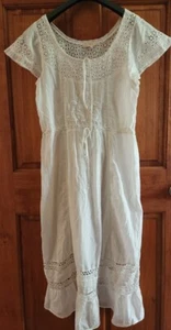 LoveShackFancy White Cotton Cottagecore Coquette Fairy Peasant Wedding Dress Sm - Picture 1 of 15