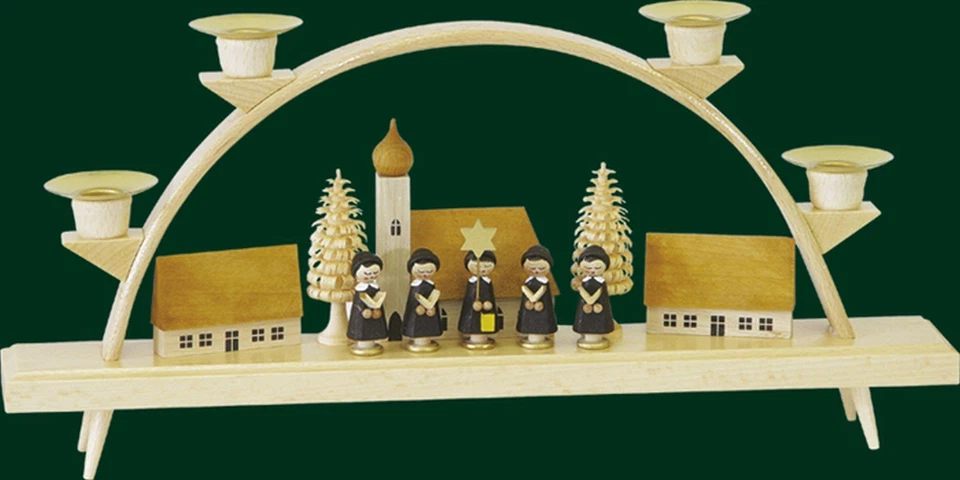 ERZGEBIRGISCHE VOLKSKUNST RICHARD GLÄSSER GMBH Schwibbogen Kurrende mit Dorf Handarbeit Erzgebirge Seiffen Lichterbogen 01204