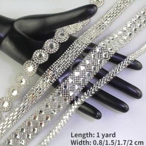 Nastro bordo strass 0,9 m hotfix beadeds fai da te cintura indumento applicazione artigianale - Foto 1 di 14