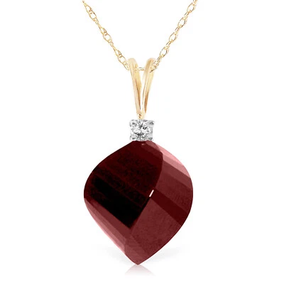 15.3 CTW 14K Solid gold fine Necklace 16-24" Diamond Twisted Briolette Ruby - Image 1 of 4