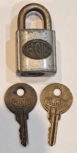 Candado Elgin miniatura pequeño vintage con dos llaves - Imagen 1 de 10