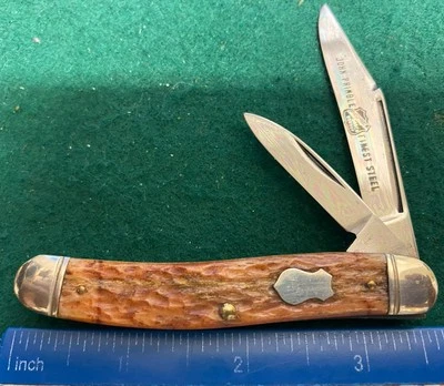 John Primble USA 4984 Jack Knife, Jigged Brown Bone Handles - Image 1 of 4