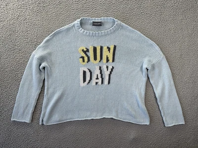 Wooden Ships Sweater Womens Medium/Large Sunday Sun Day Boxy Slouchy Blue Cotton - Image 1 of 4