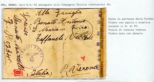 RSI GERMANIA b. da FELDPOST N. 02841 del 29/3/1944 per Toffanele Verona - Imagen 1 de 2