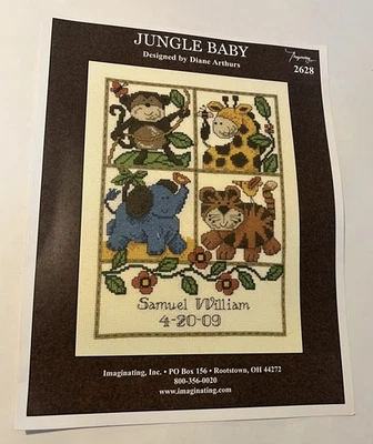 FREE SHIP! Diane Arthurs "Jungle Baby" Birth & Animals Cross Stitch Pattern - Image 1 of 3