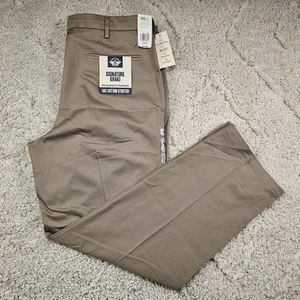 Dockers Signature Khaki Relaxed Fit Pleated Lux Cotton Stretch Pants Sz 40x33.5 - Picture 1 of 18