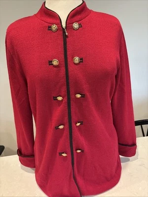 Винтажные вязаные красные пуговицы на молнии спереди DBL San Remo черный трубопровод - Изображение 1 из 4