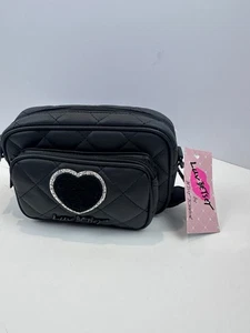 Betsey Johnson Lia Black Quilted Hearts Crossbody Bag with Coin Pouch NWT - Picture 1 of 10