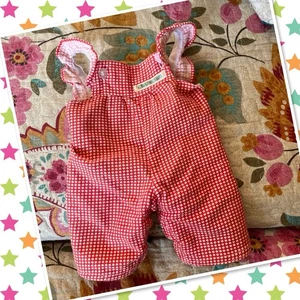 Cute Vintage Cabbage Patch Kids Doll Gingham Red Ruffle Overalls Girl Outfit - Picture 1 of 5