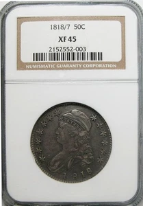 1818/7 Capped Bust Half Dollar NGC XF-45 - Picture 1 of 2