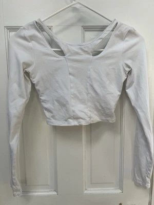 Sujetador corto Alo Yoga blanco manga larga recortado talla XS incorporado  Foto 1 de 4