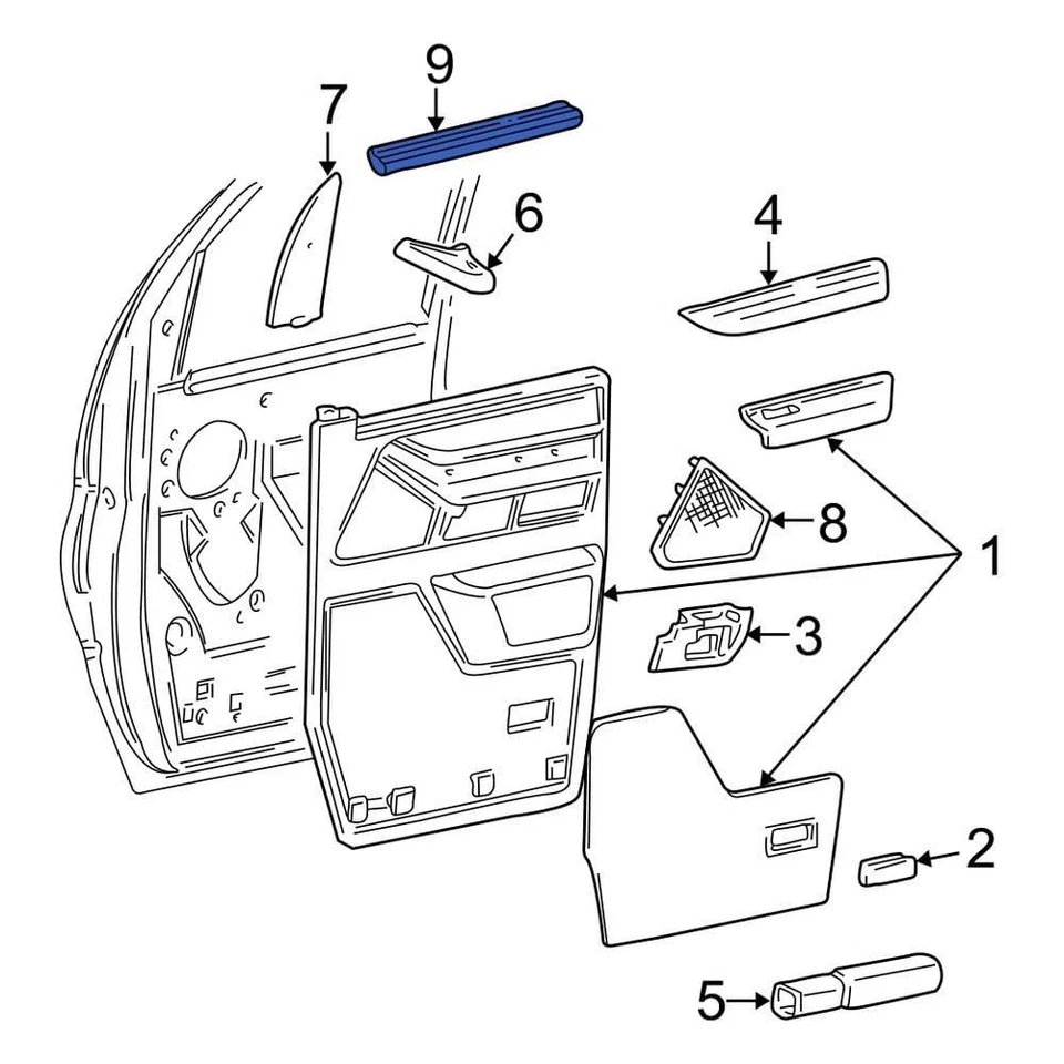 For Ford E-250 2003-2007 Ford 6C2Z1521456AA Front Door Belt Molding — 第 1/1 张图片