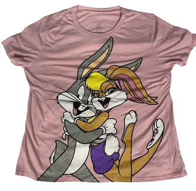 Camisa Looney Tunes Bugs Lola Bunny para mujer 2X rosa gráfico cuello redondo manga corta Foto 1 de 4