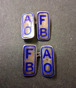 1920er Jahre antiker Orden Schaumbläser Sterlingsilber Manschettenknöpfe Paar - AOFB - Bild 1 von 5