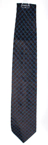 Corbata para hombre GUCCI Espresso marrón y azul cobalto estampado geométrico tejido seda - Imagen 1 de 7