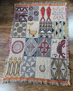 Vintage Aztec South American Tribal Blanket 48"x69" - Picture 1 of 10