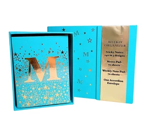 Initial "M" Stationary Daily Weekly Planner Notepad Note Cards Organizer New - Picture 1 of 10