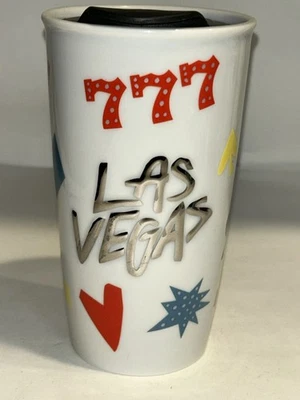 Taza de viaje de cerámica Starbucks Las Vegas taza de té 777 juegos de azar 10 fl oz con tapa Foto 1 de 4