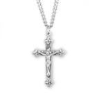Vine and Leaf Pattern Sterling Silver Crucifix Features 20in Long chain