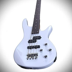 White 4-String Electric Bass Guitar, Full-Size, 24-Fret Bass with S-S Pickups - Picture 1 of 12