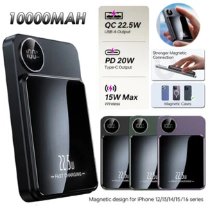 10000mAh Magnetic Power Bank Wireless Battery Charger for iPhone 16 15 14 13 12 - Picture 1 of 24