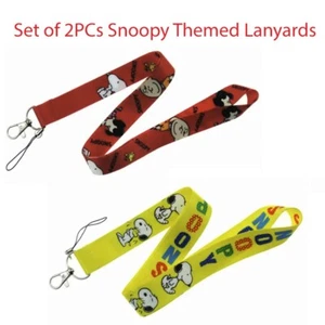 Set of 2PC Snoopy Cartoon Character Themed Lanyard ID Holder Keychain Neck Strap - Picture 1 of 5