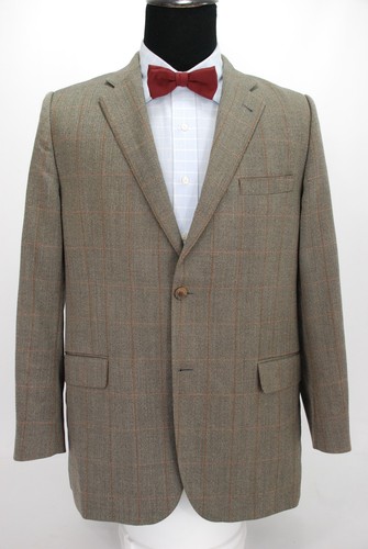 Burberry London 2Btn Cappotto Sportivo Giacca Taupe Spina di Pesce Arancione Rosso Check 42R