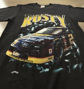 Vintage 90's Rusty Wallace NASCAR AOP T-shirt. Size Large - Picture 1 of 6