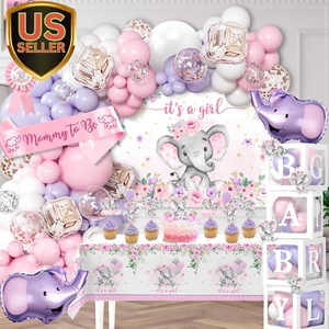 169 Pc Premium Pink Elephant Baby Shower Decorations Girl, Balloon Garland Ar... - Picture 1 of 1