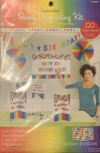 Kit de decoración de habitación de fiesta arco iris feliz cumpleaños números y letras personalizables - Imagen 1 de 4