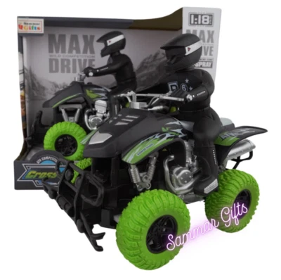SAMMAR GIFTS ATV Quad Bike Radio Remote Control RC GREEN Car with Boy Figure (NEW BOXED)
