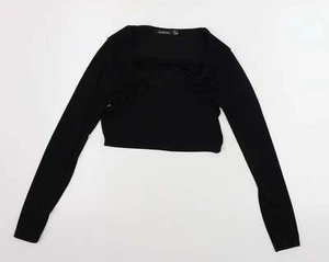 Boohoo Womens Black Polyester Blend Polo Size 12 - Picture 1 of 12
