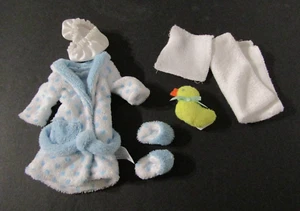 Madeline Doll BLUE POLKA DOT Bath Robe & Cap Slippers Duck Towels LEARNING CURVE - Picture 1 of 3