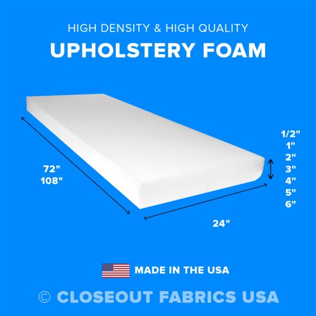 Mybecca 6 x 30 x 72 High Density Upholstery Foam Cushion (Seat  Replacement, Upholstery Sheet, Foam Padding)
