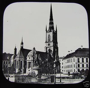Glass Magic Lantern Slide RIDDARHOLM CHURCH STOCKHOLM C1890 SWEDEN - Picture 1 of 2