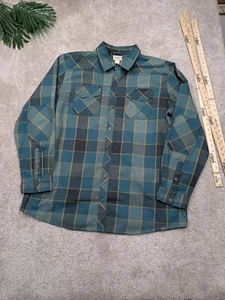 LL Bean Wool Jacket Mens XXL Extra Large Green Plaid Snap Tall Elbow Patch Shirt - Picture 1 of 8