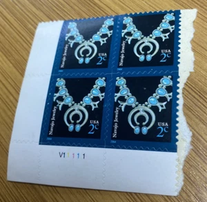 United States Navajo 2c Stamp Plate Block of 4 Scott Postage Stamp Collecting - Picture 1 of 2
